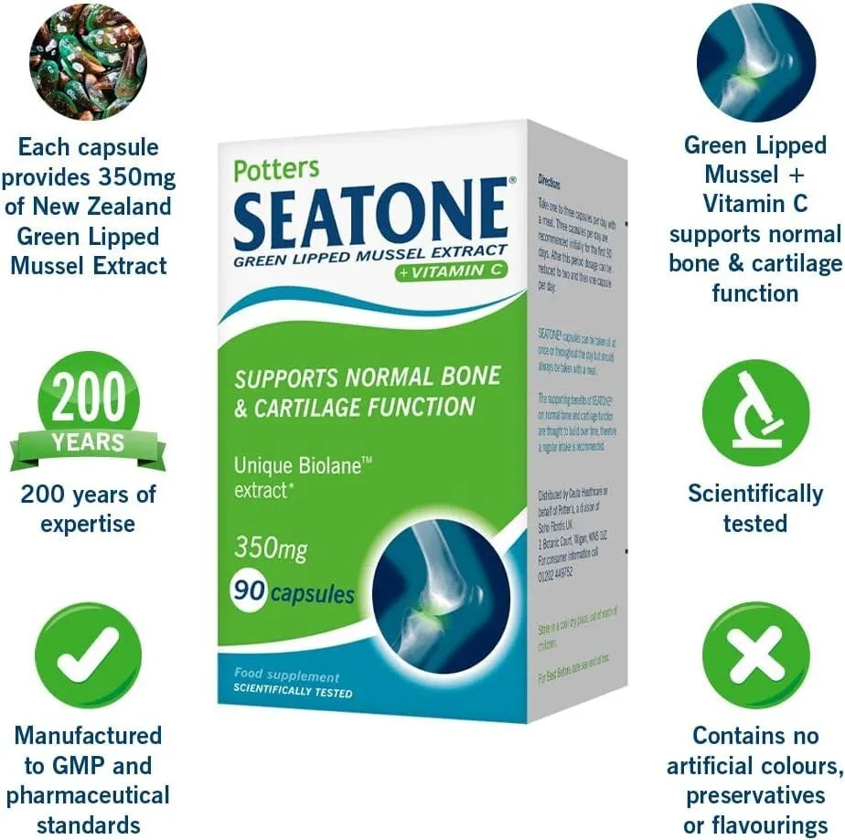 Seatone Green Lipped Mussel Extract with Vitamin C 90 Capsules