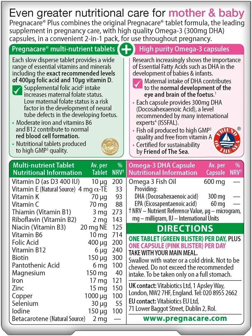 Vitabiotics Pregnacare Plus Omega 3 - 56 Tabs