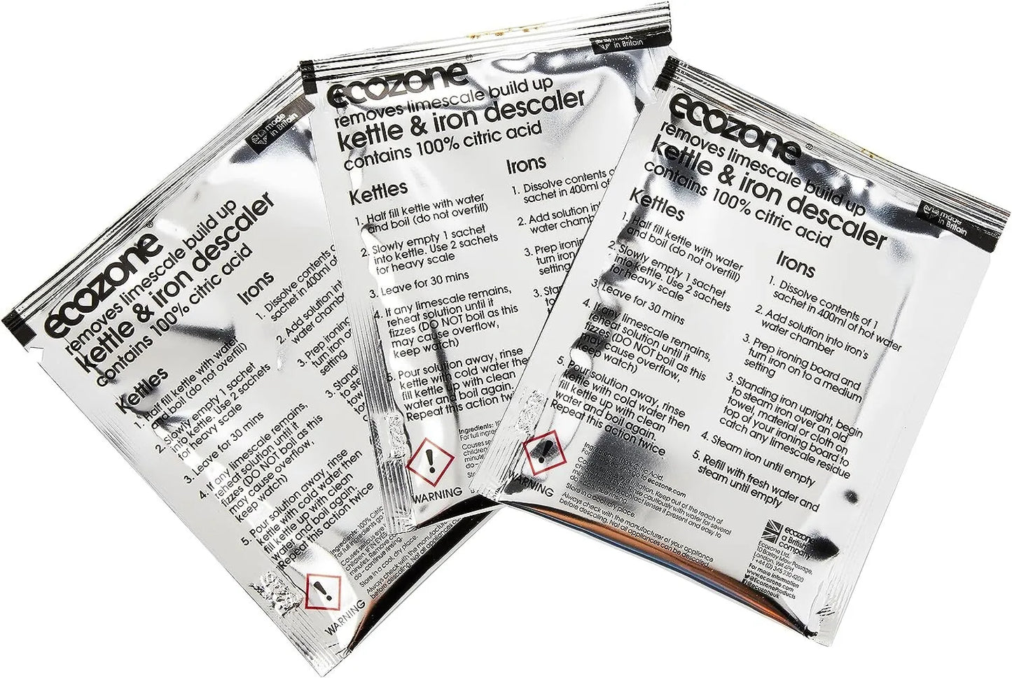 Ecozone Kettle & Iron Descaler 3 Treatments for limescale-free appliances