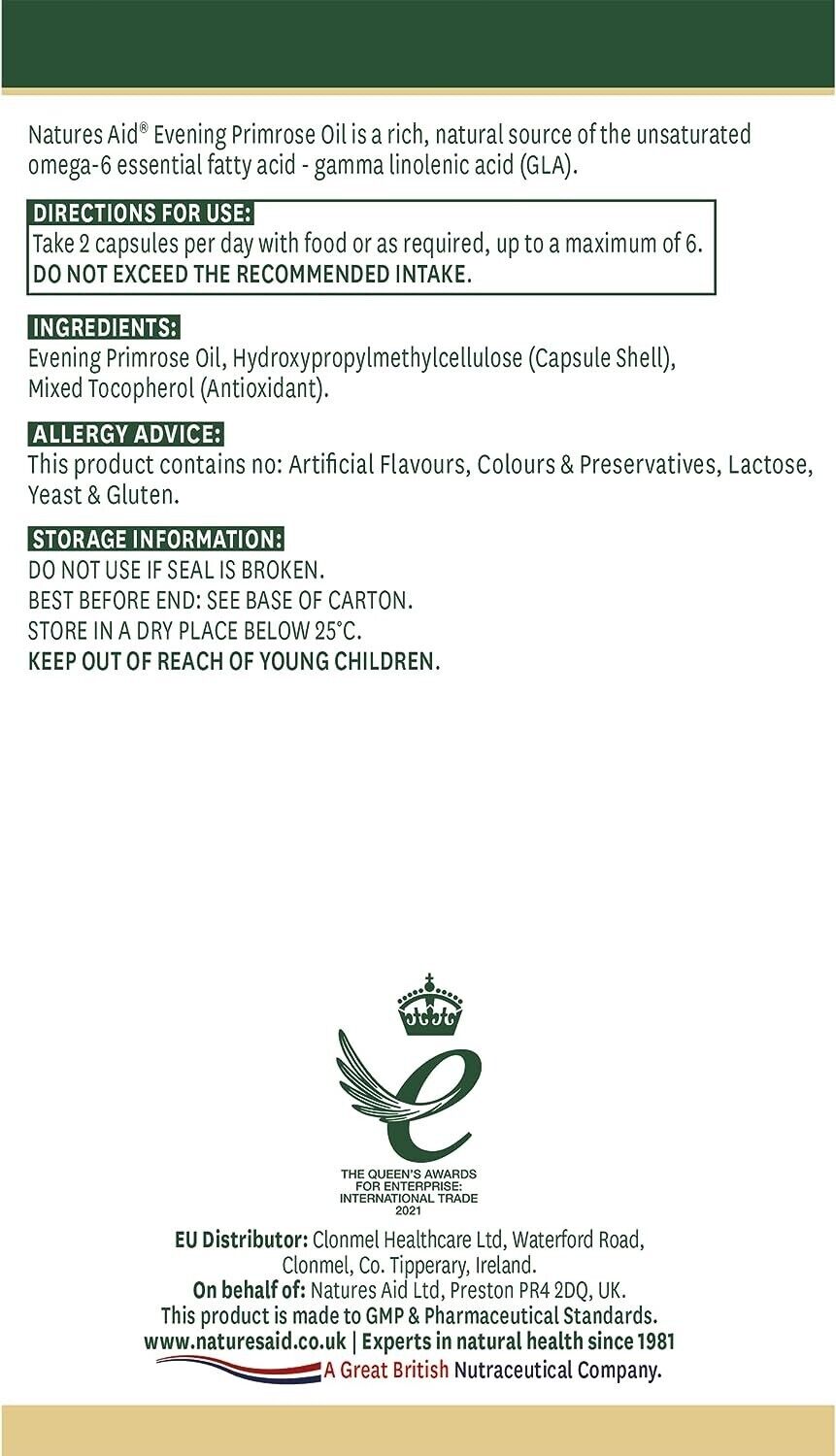 Natures Aid Vegan Evening Primrose Oil 90 Capsules for Wellness