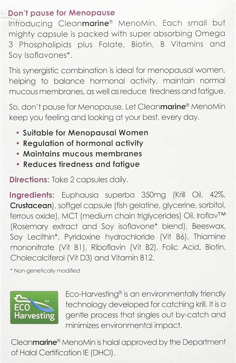 Cleanmarine Menomin 60 Capsules for Women's Health