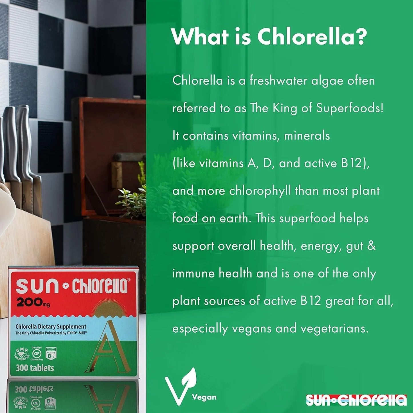 Sun Chlorella A1 - 300 x 200mg Tablets The Green Superfood Boost!