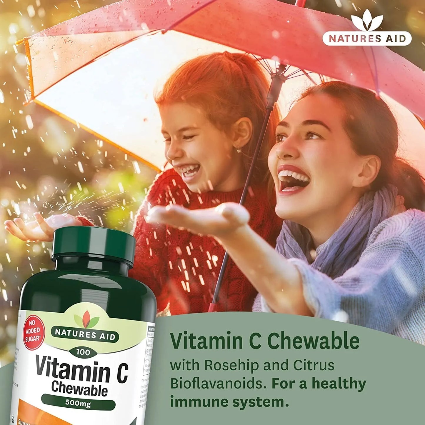 Natures Aid Vitamin C 500mg 100 Sugar-Free Chewables
