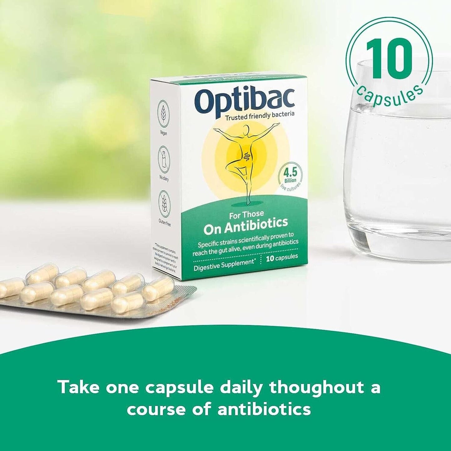 Optibac for Antibiotics 4B Probiotics, 10 Capsules, Support