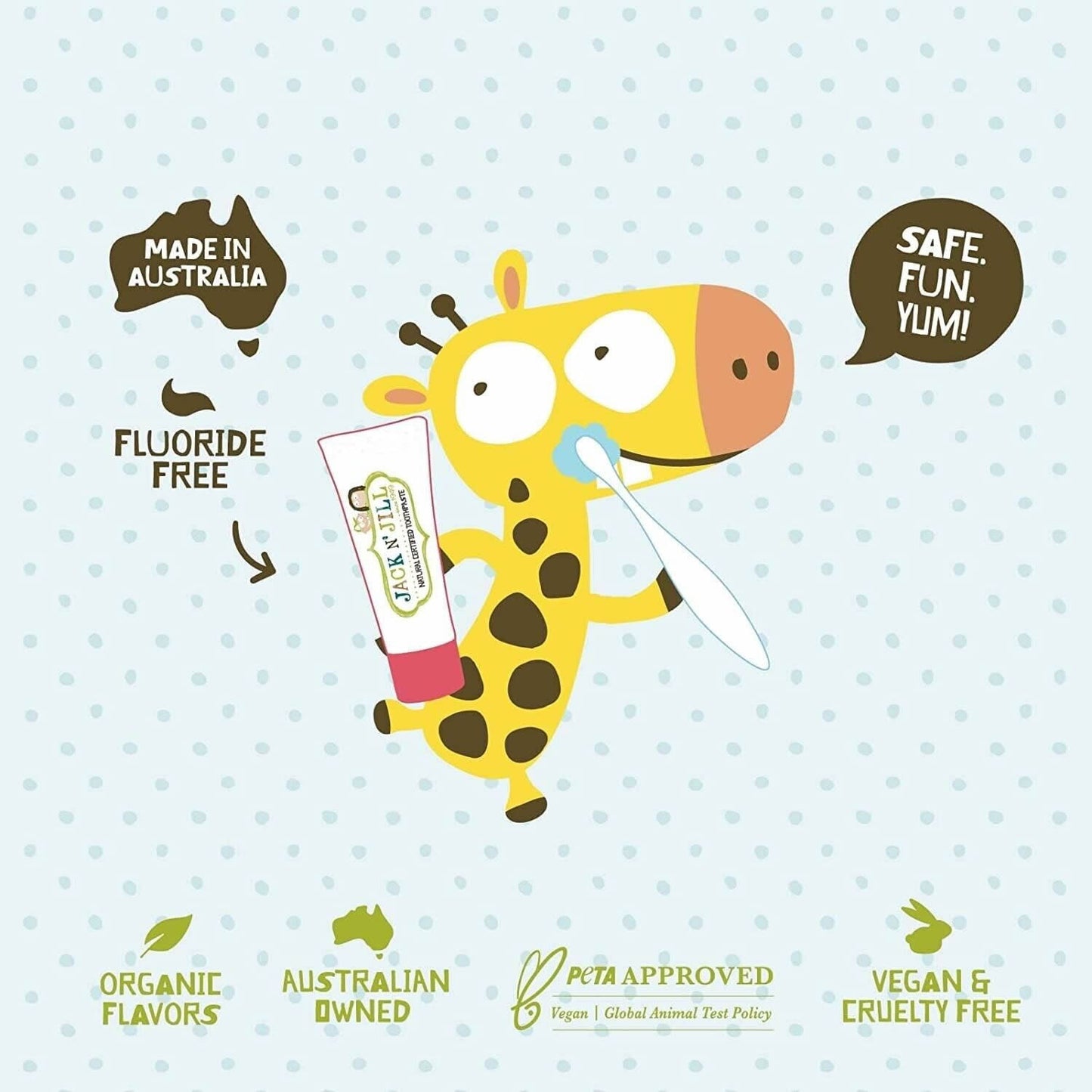 Jack N Jill Kids Organic Toothpaste Flavor-Free, Safe to Swallow