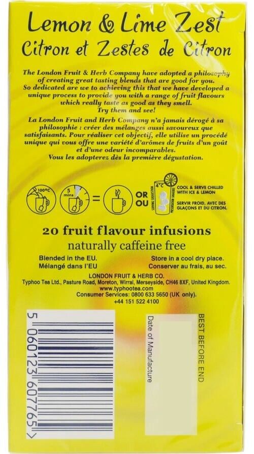 Lemon & Lime Zest Tea: 20 Bags of Refreshing Flavour