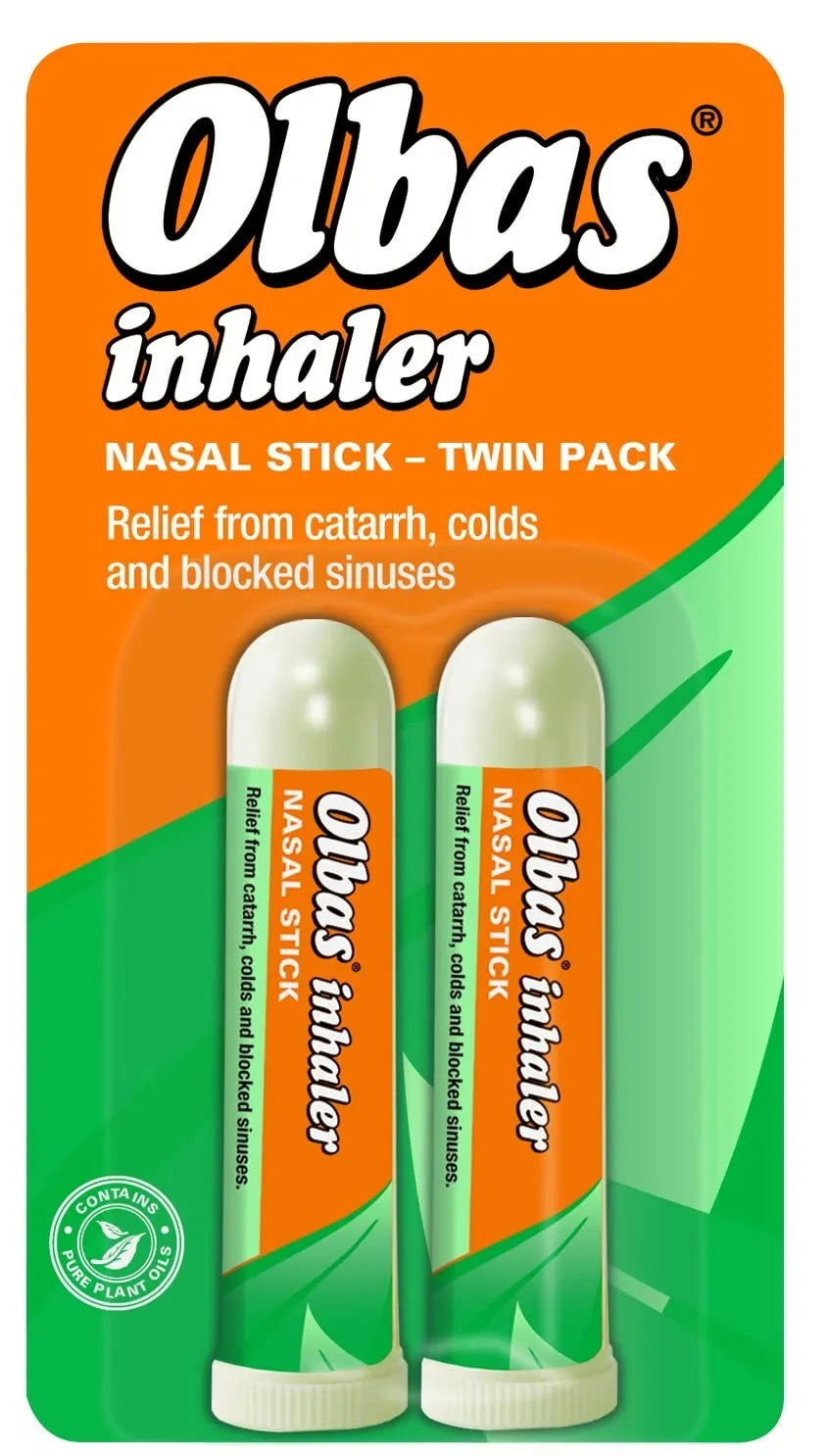 Olbas Nasal Inhaler 2 Sticks for Children & Adults Fast-Acting Cold Relief