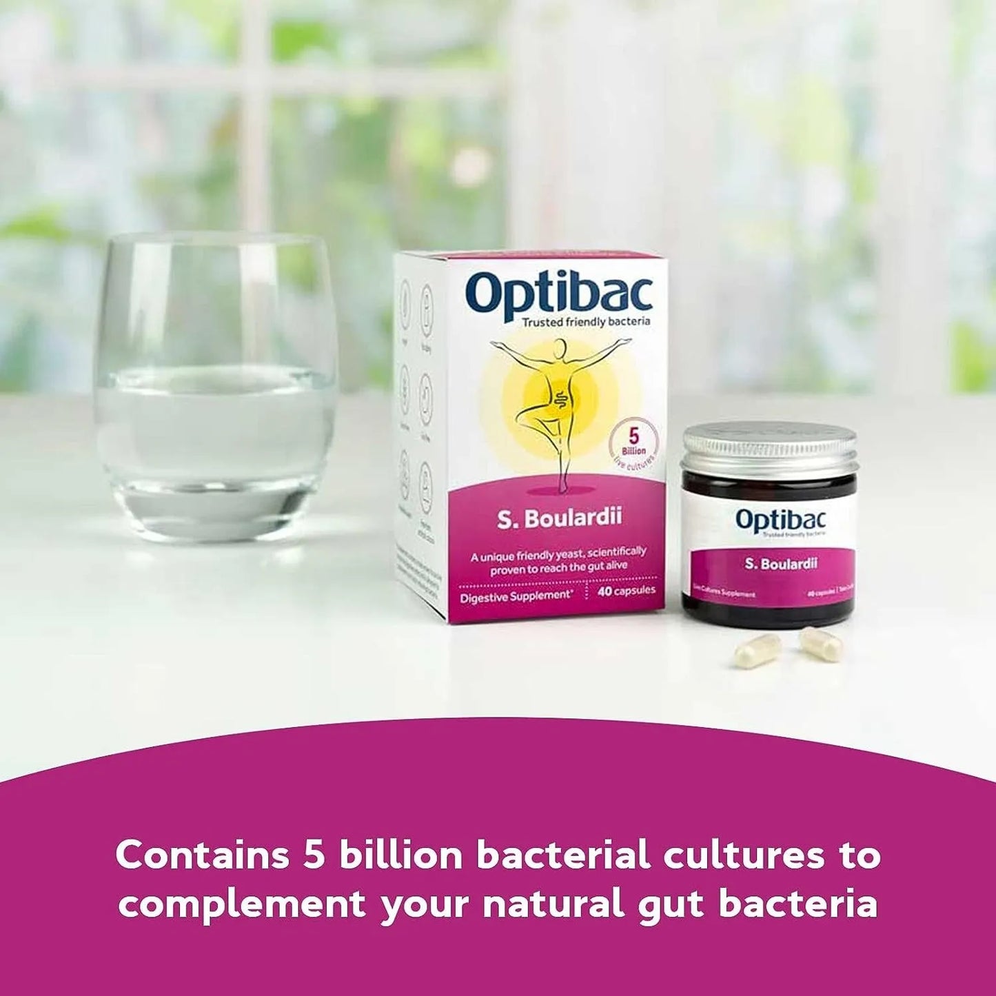 OptiBac S. Boulardii Friendly Yeast, Proven Alive in the Gut - 16 Capsules