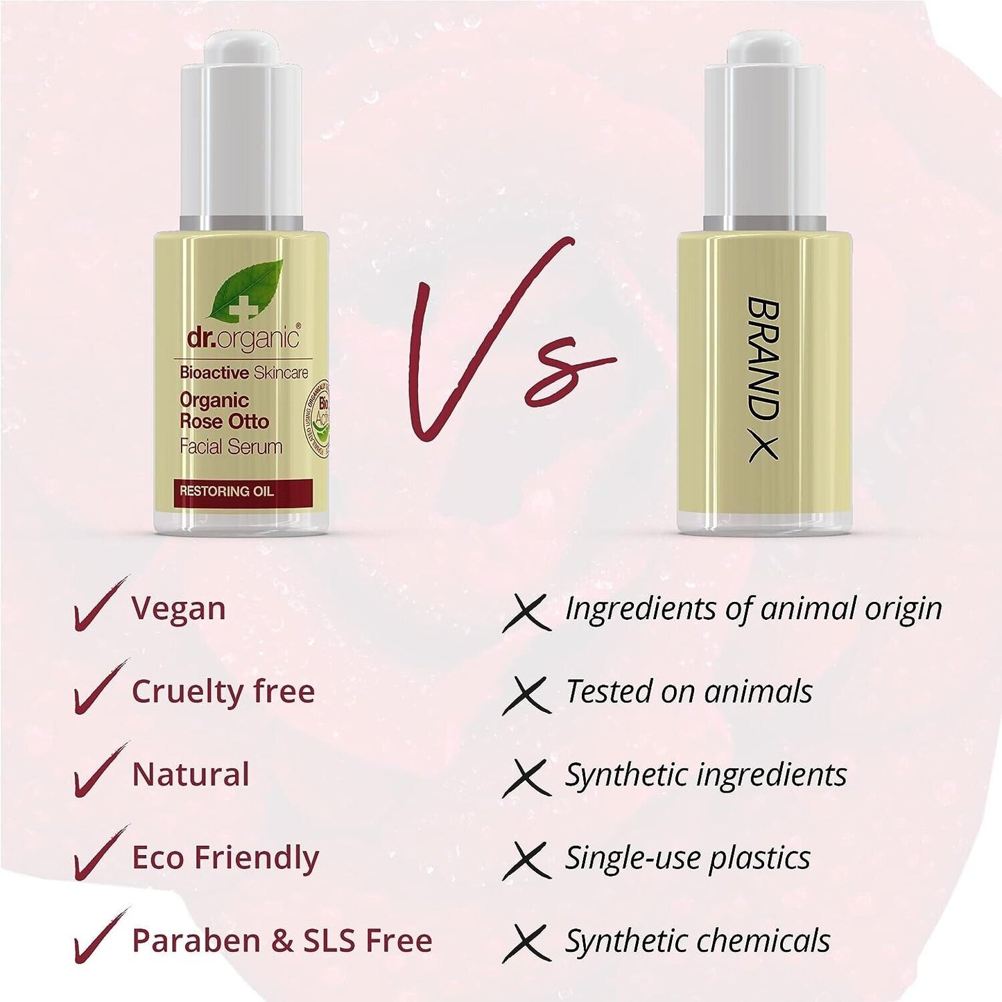 Dr. Organic Rose Otto Facial Serum 30ml Restoring Oil for Skincare