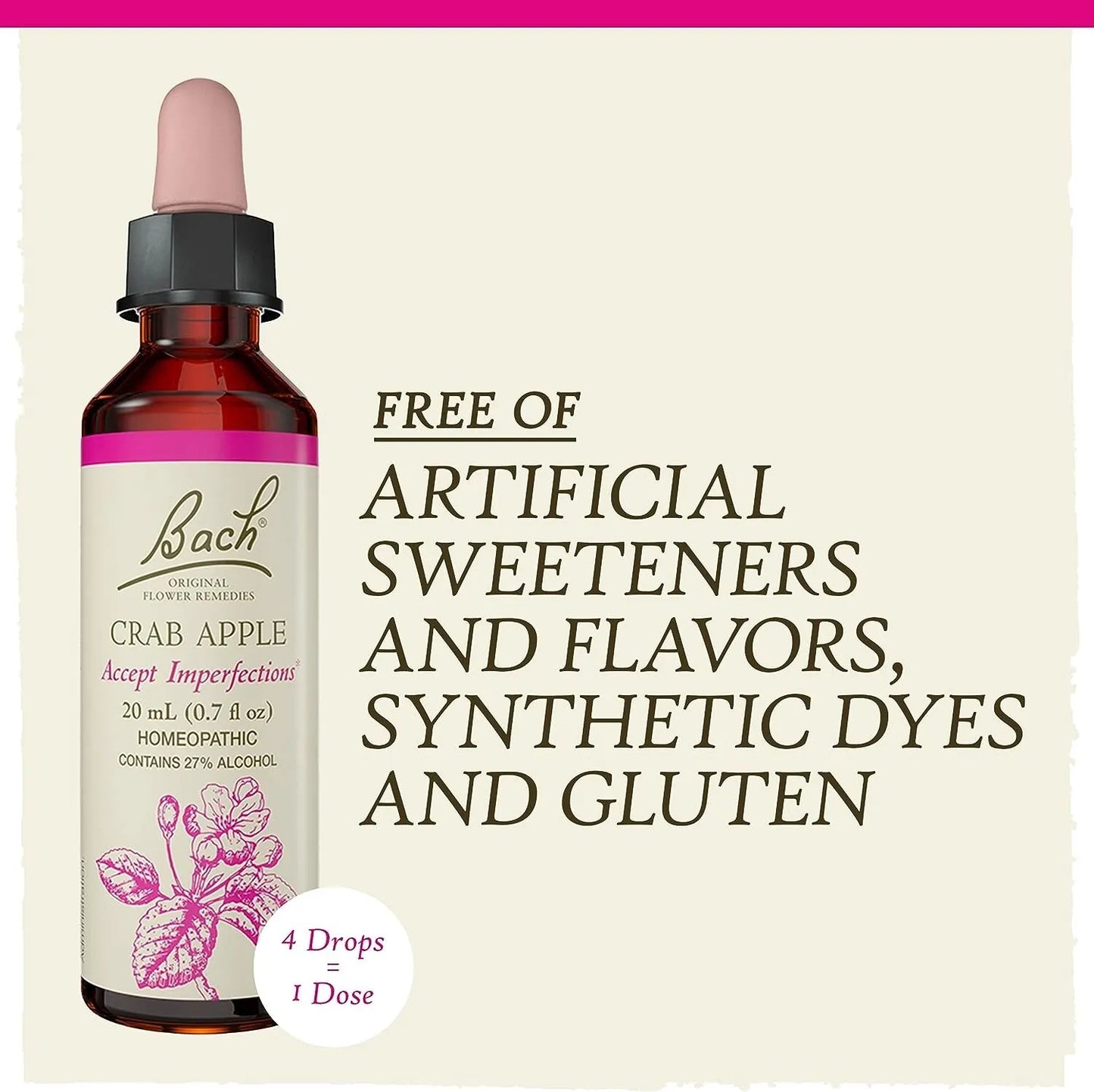 Bach Crab Apple Flower Essence Dropper Acceptance & Stress Relief