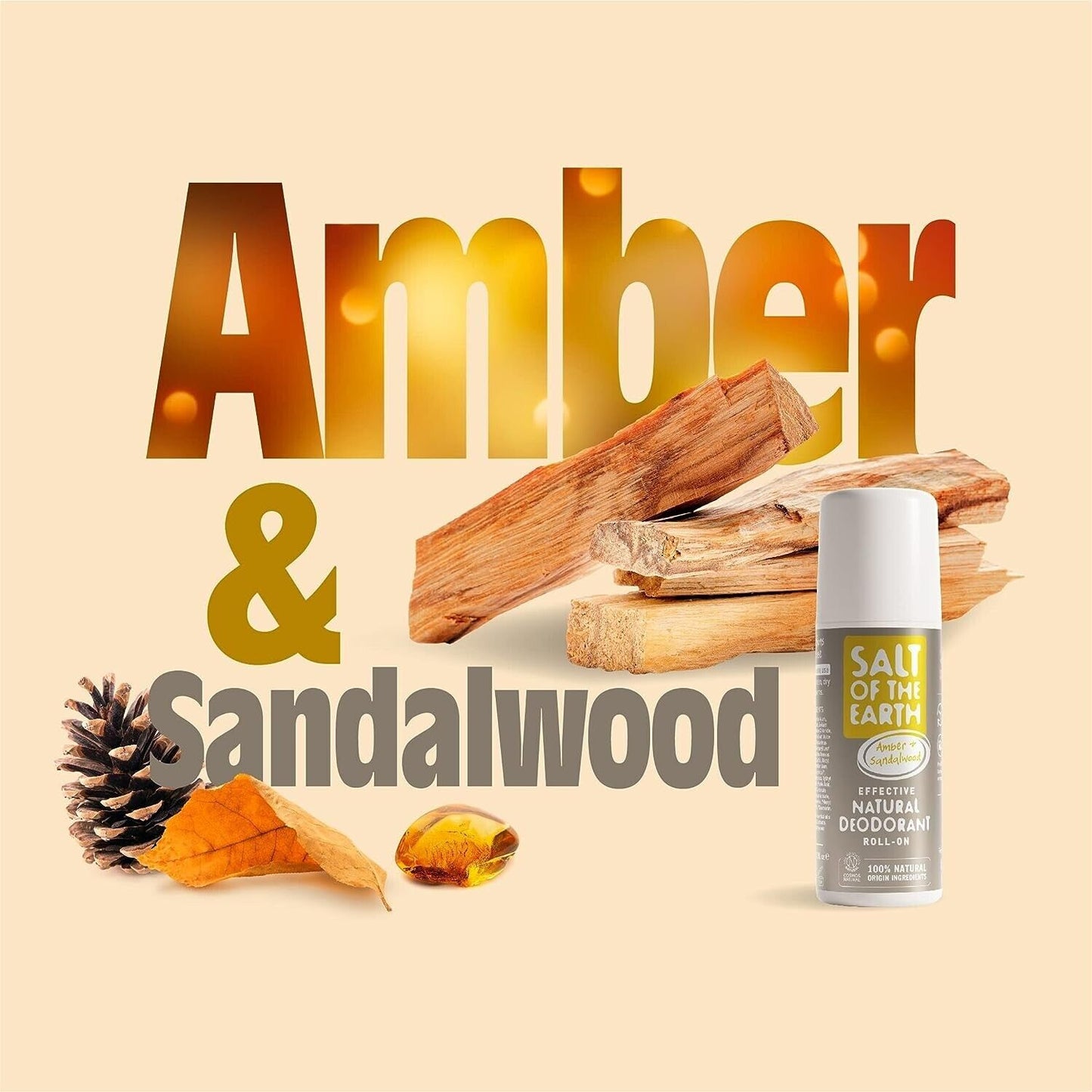 Salt of the Earth Amber & Sandalwood Roll-On 75ml of Natural Freshness