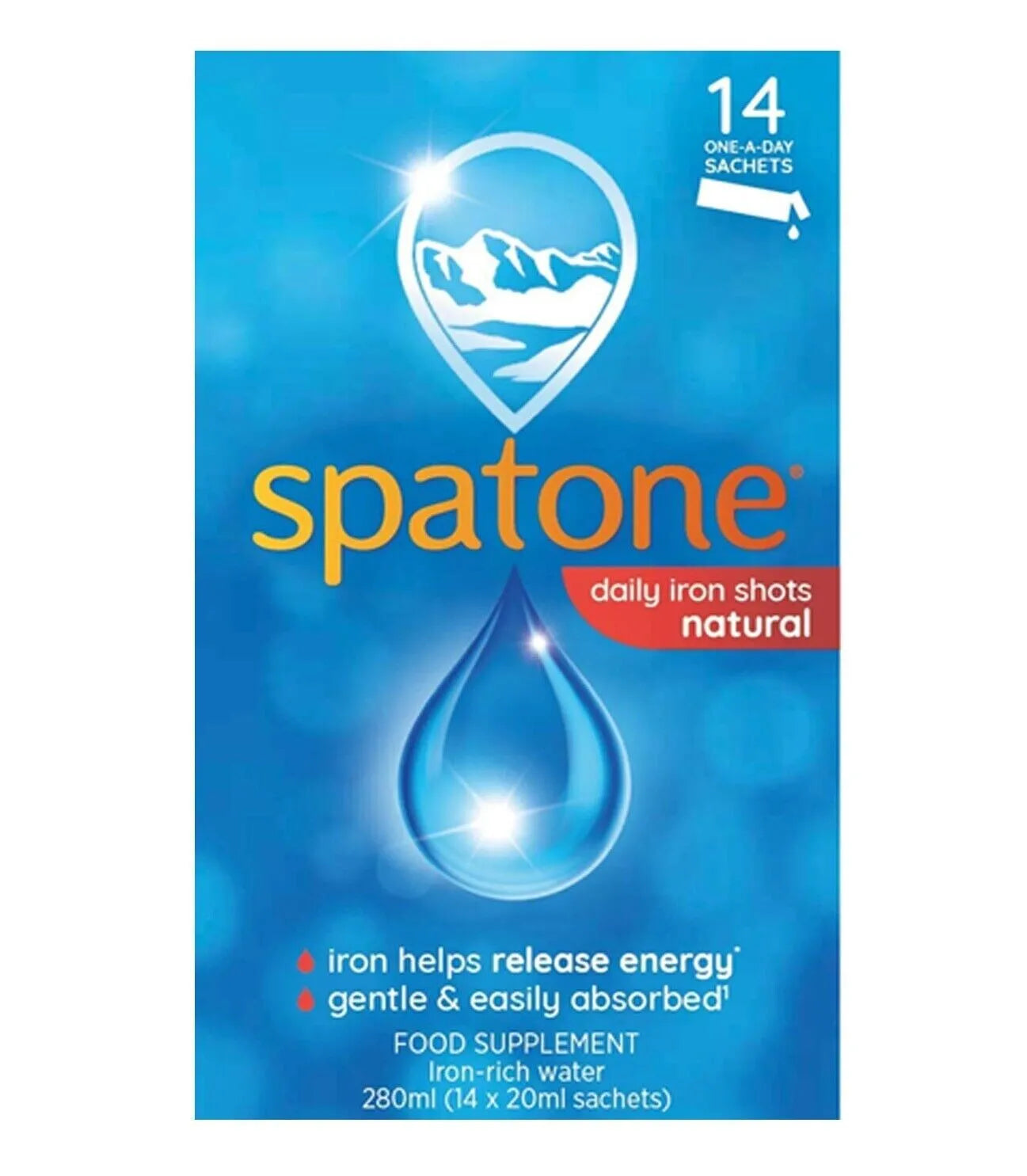 Spatone Daily Iron Shots Natural Liquid Energy - 14 Sachets - Food Supplement