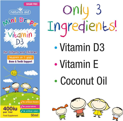 Natures Aid Health 200iu 50ml Vitamin D3 Drops