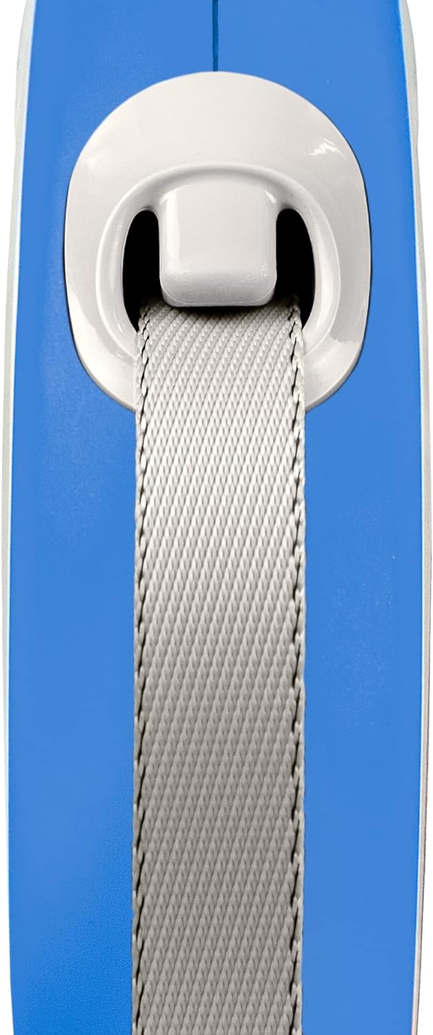 Flexi New Comfort Tape Grey & Blue Large 8m Retractable Dog Leash - Ideal for Dogs up to 50kgs/110lbs