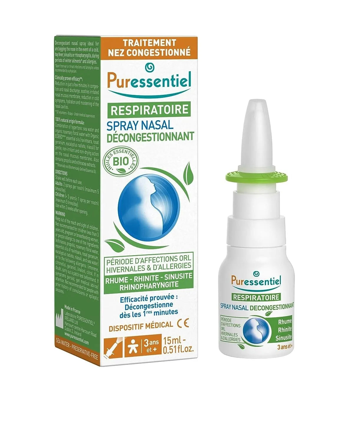 Puressentiel Respiratory Decongestant Nasal Spray for Clear Breathing