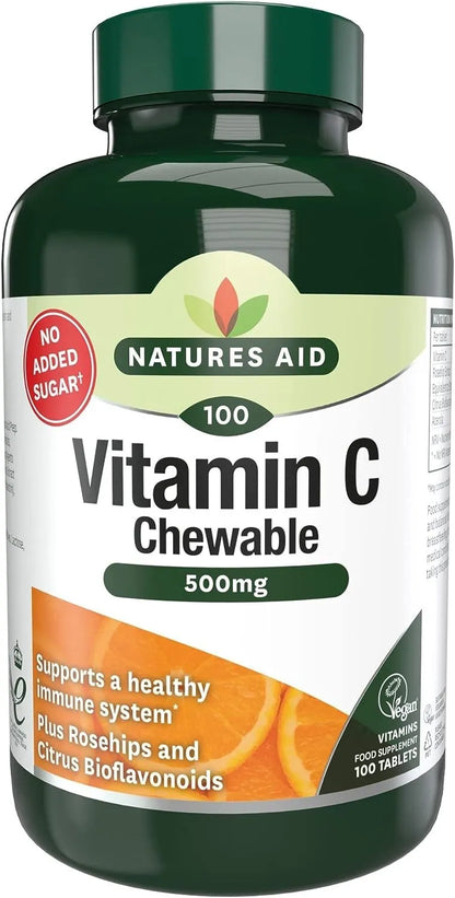 Natures Aid Vitamin C 500mg 100 Sugar-Free Chewables