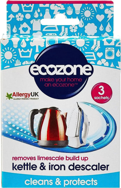 Ecozone Kettle & Iron Descaler 3 Treatments for limescale-free appliances