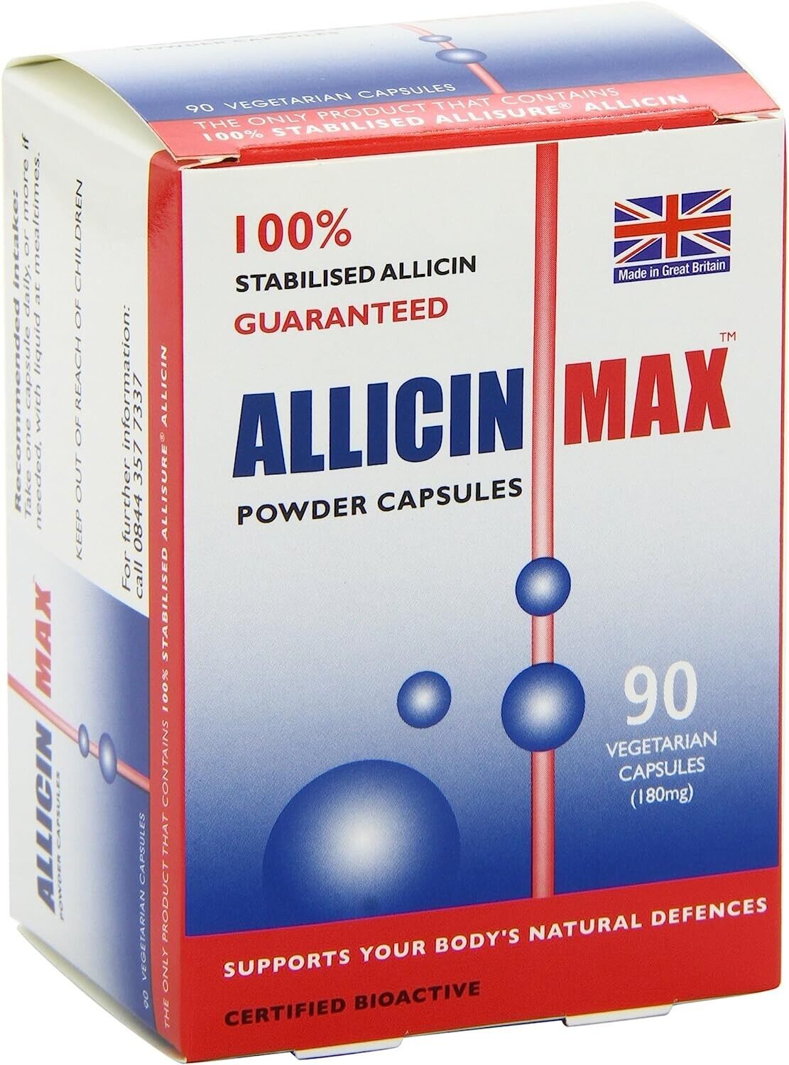 Allicin Max 180mg Vegetarian Capsules - 90 Count