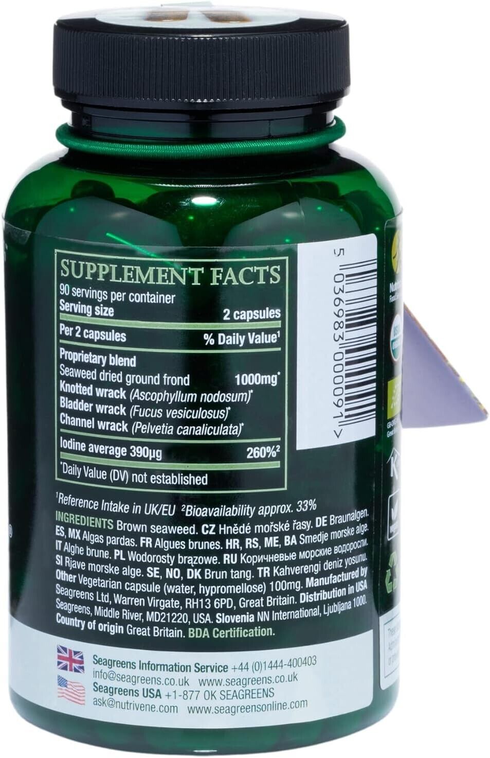 Seagreen Seaweed Food Supplement 180 Capsules, 3-Month Supply