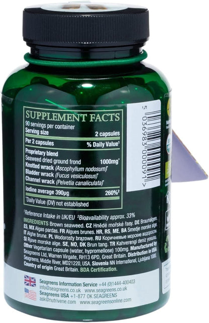 Seagreen Seaweed Food Supplement 180 Capsules, 3-Month Supply