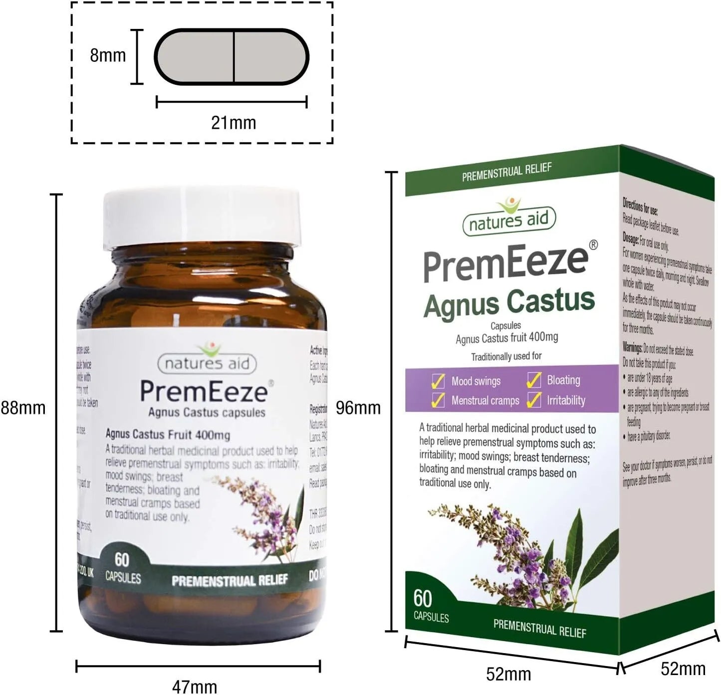 Natures Aid Agnus Castus Capsules Herbal Support for Women's Health