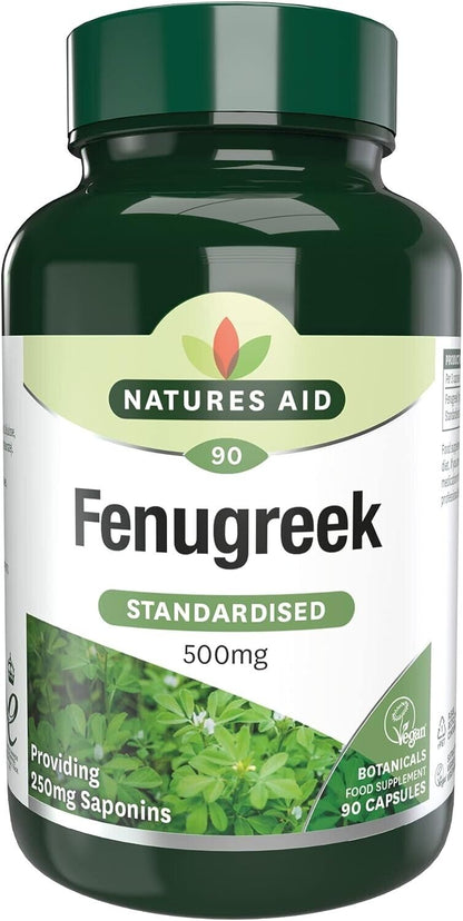 Natures Aid Fenugreek 500mg 90 Capsules of Natural Wellness