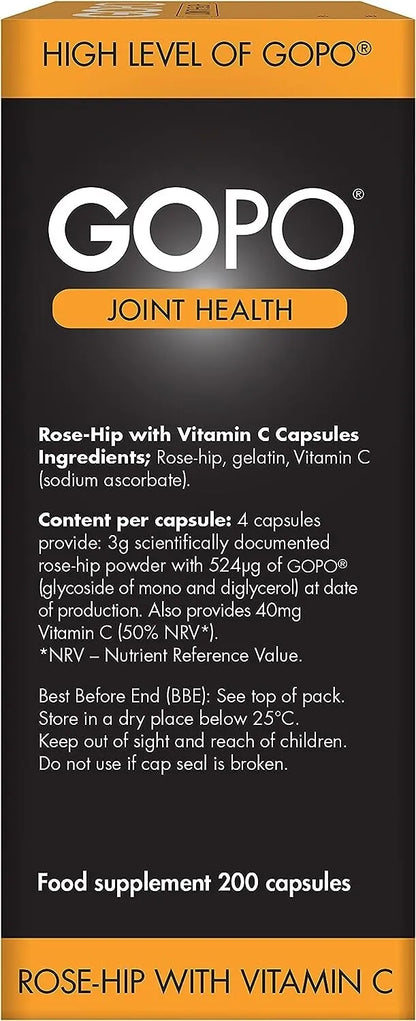 GOPO Joint Health Capsules - Rose-Hip & Vitamin C - Supports Healthy Joints