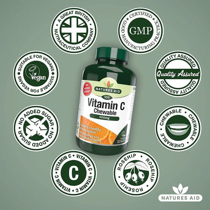 Natures Aid Vitamin C 500mg 100 Sugar-Free Chewables