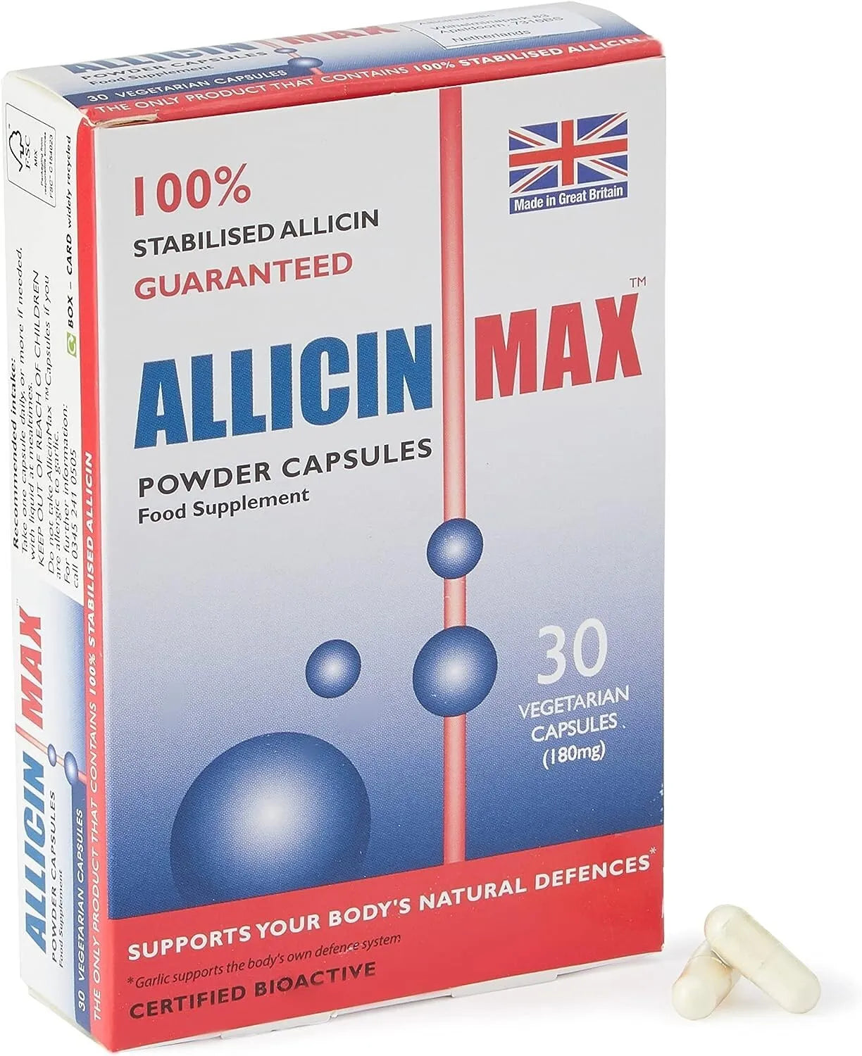 Allicin Max 180mg Vegetarian Capsules - 30 Count