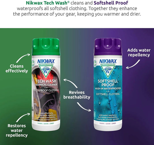 Nikwax Tech Wash & Softshell Proof Twin Pack Clean & Proof