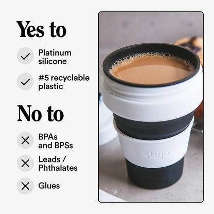 Stojo Collapsible Coffee Cup - Silicone - Black - 5 x 9 x 9 cm