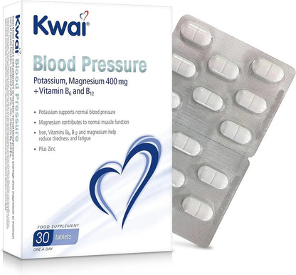 Kwai Blood Pressure Tabs Potassium Magnesium 400mg + Vitamins B6/B12, 30ct