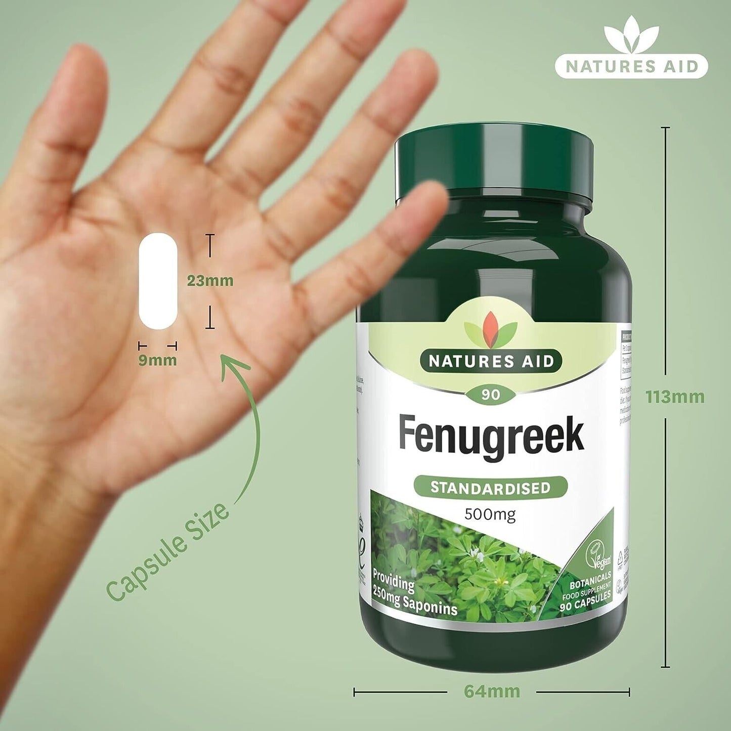 Natures Aid Fenugreek 500mg 90 Capsules of Natural Wellness