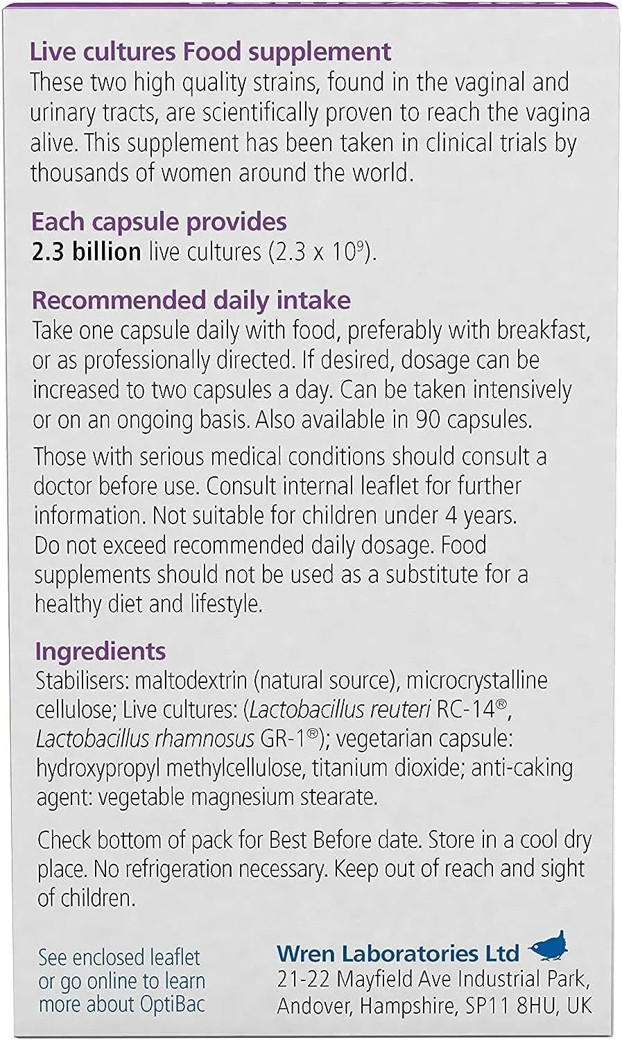 OptiBac Probiotics for Women: 30 Capsules  Digestive Support