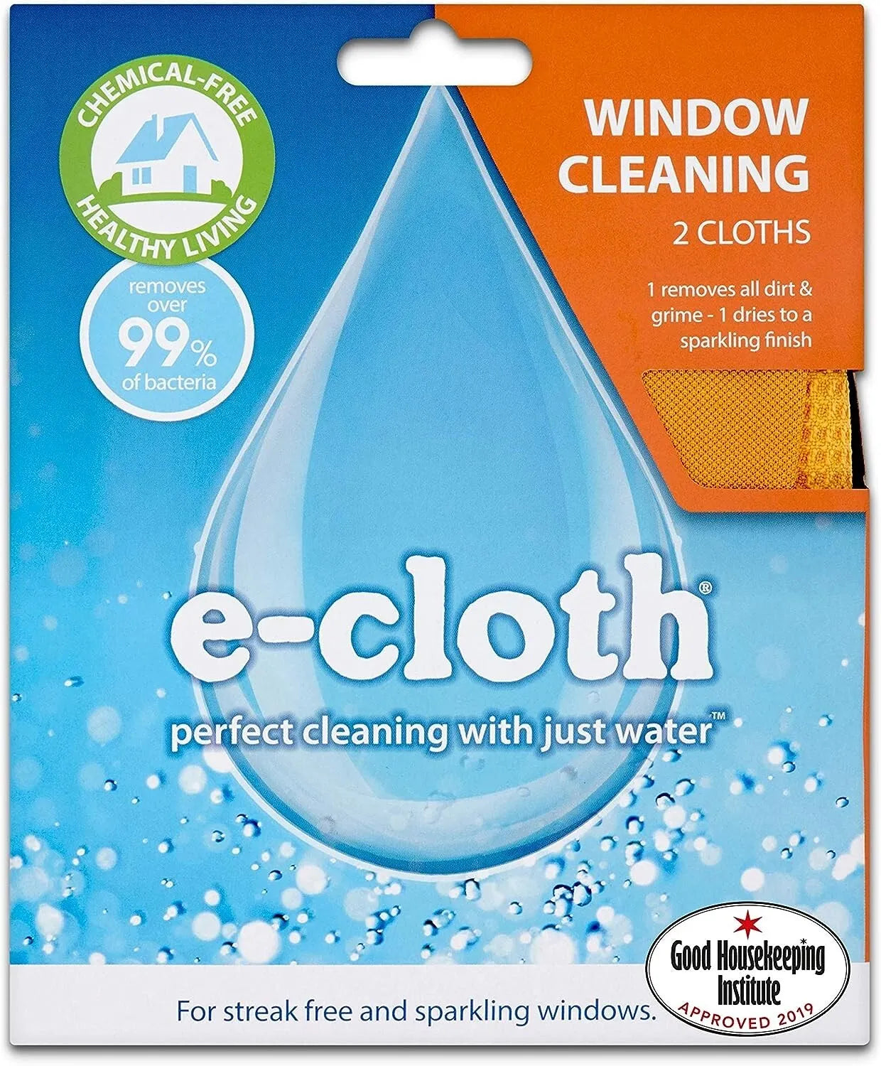 E-Cloth Glass Window Pack 2 Microfibre Cloths for Chemical-Free Cleani ...
