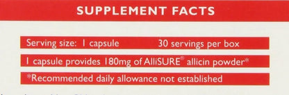 Allicin Max 180mg Vegetarian Capsules - 30 Count