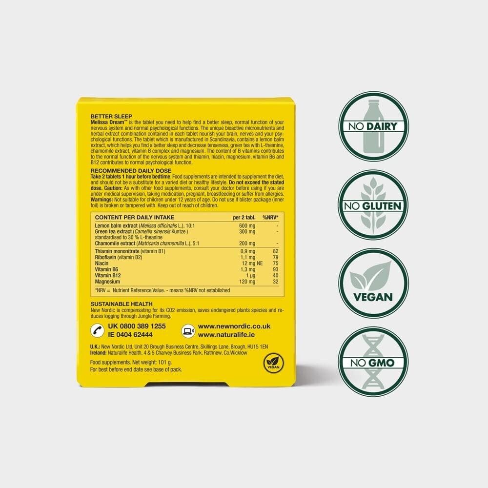 New Nordic Melissa Dream 100 Tablets for Restful Sleep