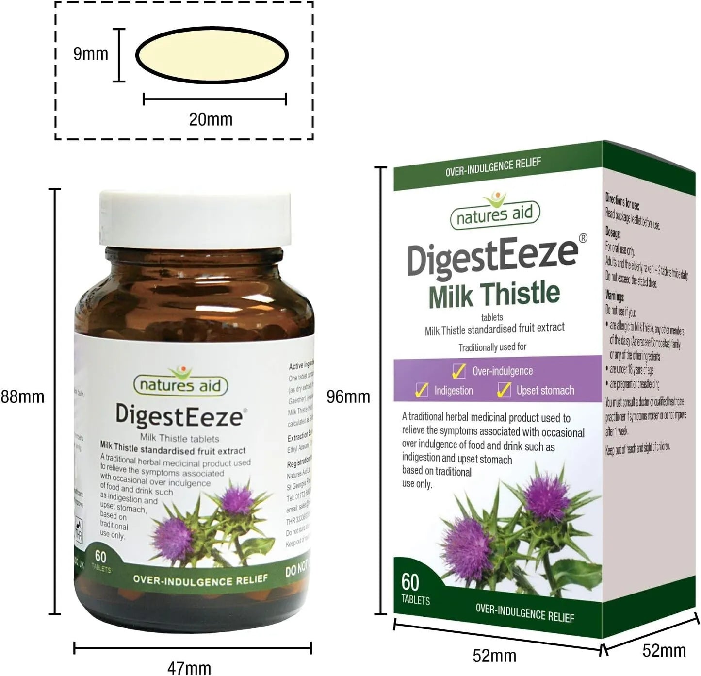Natures Aid DigestEeze Milk Thistle 60 Tablets