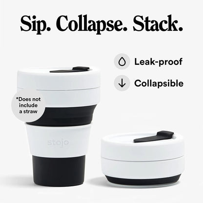 Stojo Collapsible Coffee Cup - Silicone - Black - 5 x 9 x 9 cm