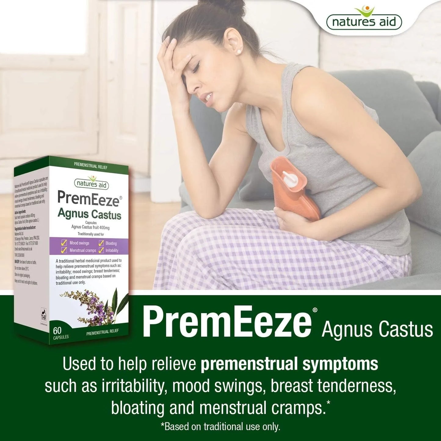 Natures Aid Agnus Castus Capsules Herbal Support for Women's Health
