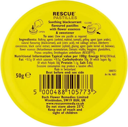 Bach Rescue Pastilles Blackcurrant 50g of Soothing Relief