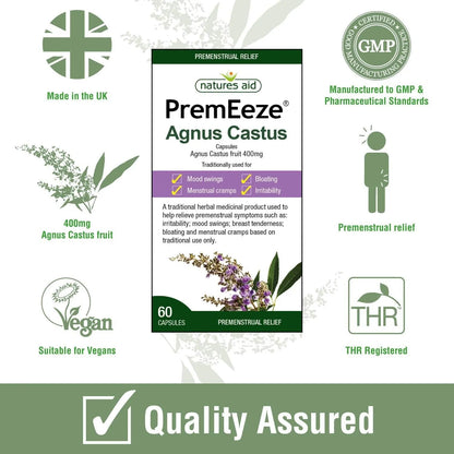 Natures Aid Agnus Castus Capsules Herbal Support for Women's Health