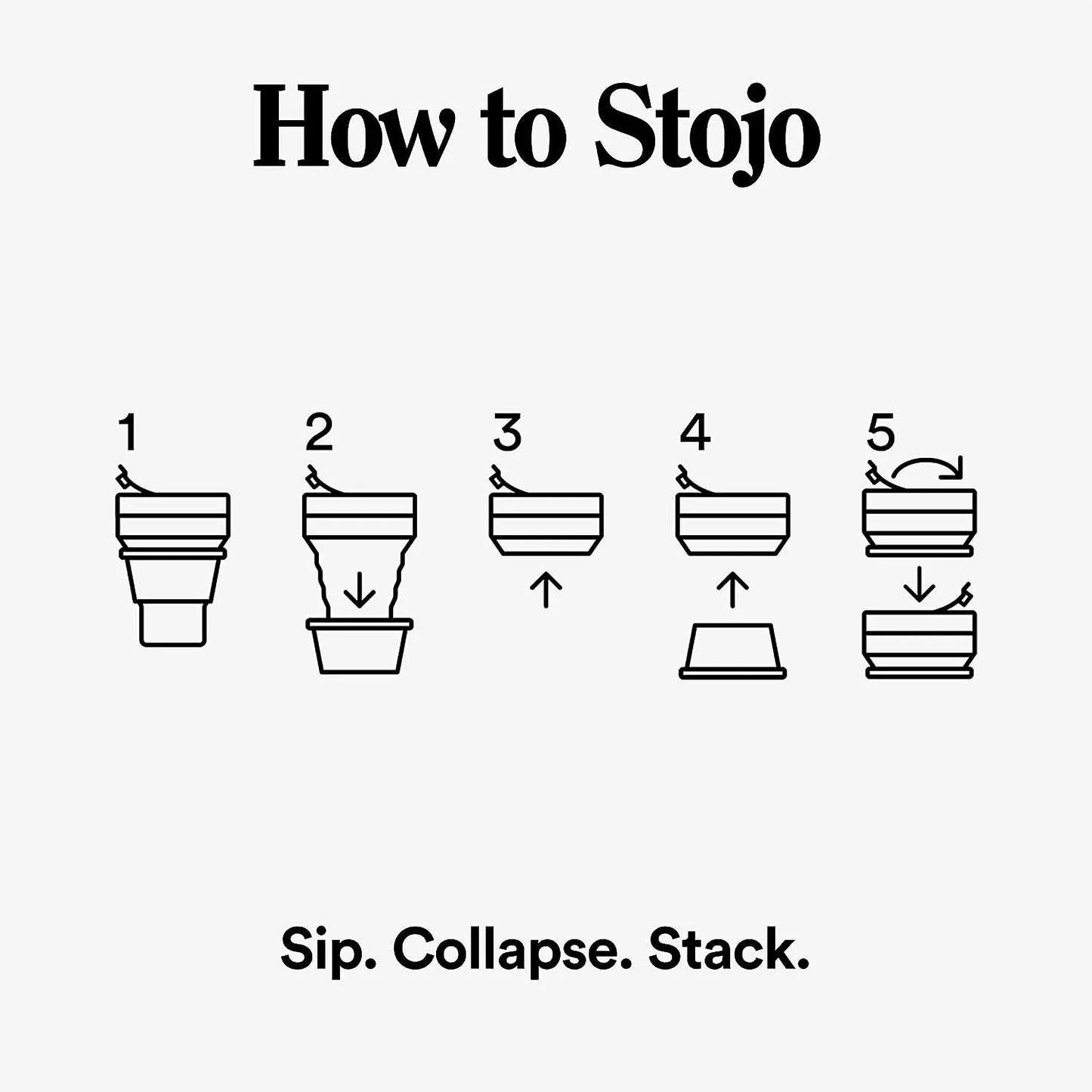 Stojo Collapsible Coffee Cup - Silicone - Black - 5 x 9 x 9 cm