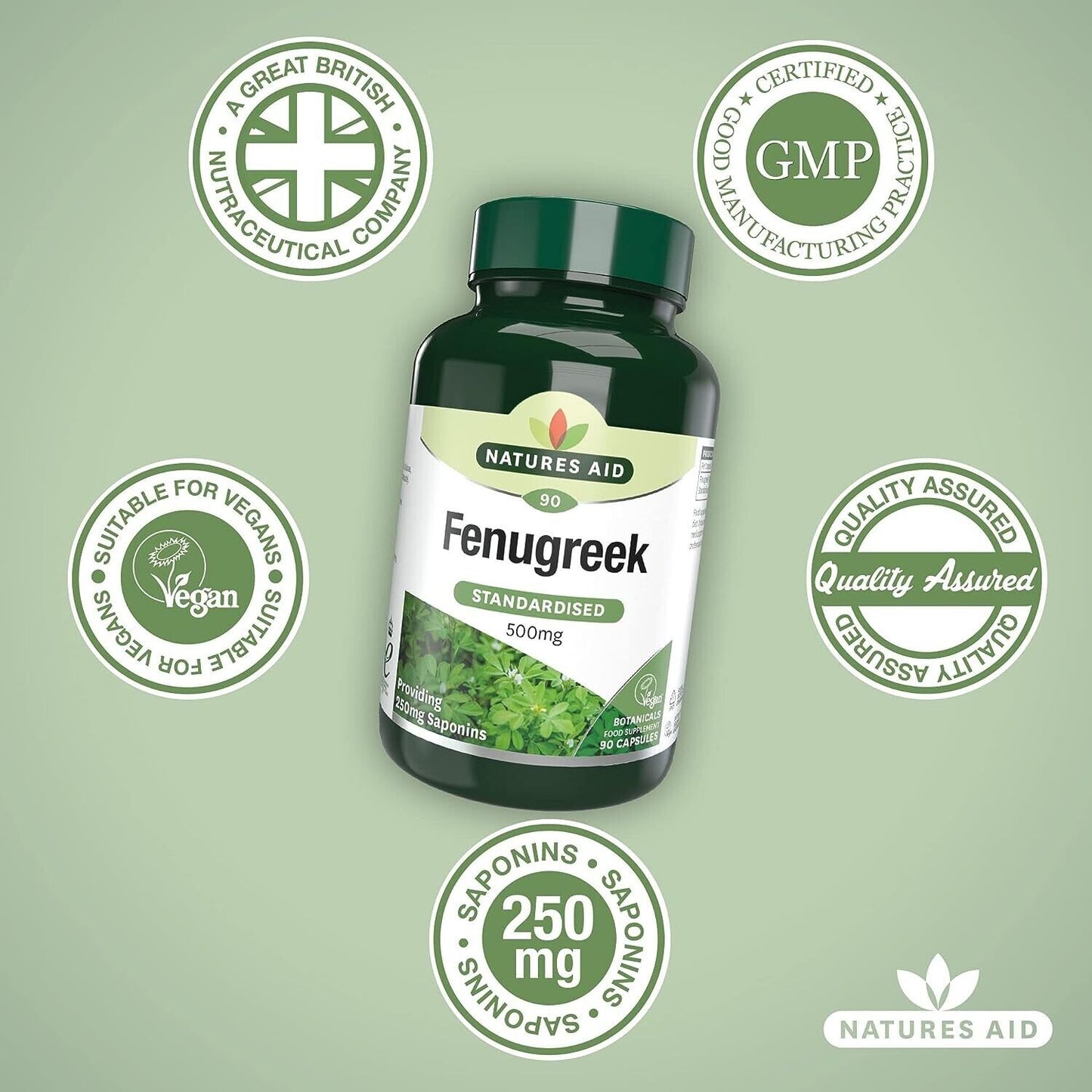 Natures Aid Fenugreek 500mg 90 Capsules of Natural Wellness