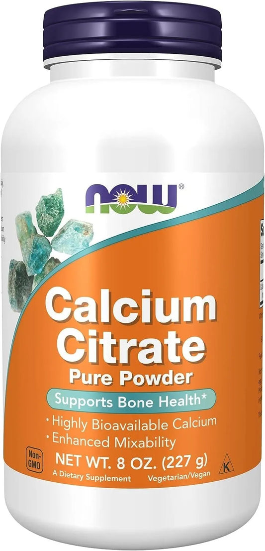 Now Calcium Citrate Powder Highly Bioavailable Bone Health Support 8 Ounce