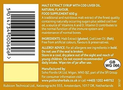 Potter Malt Extract & Cod Liver Oil 650g of Nutritional Goodness